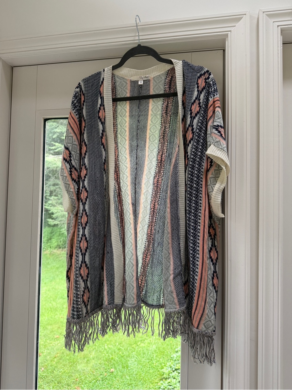 Say What? Striped Open-Front Cardigan in Blush, Navy & Cream